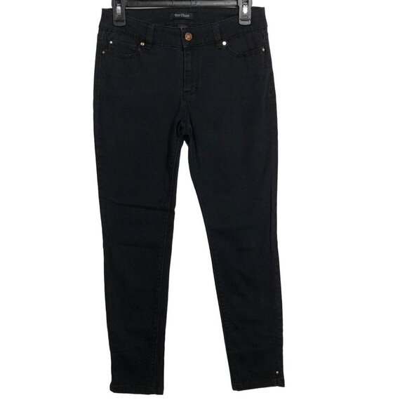 WHITE‎ HOUSE BLACK MARKET BLACK CROPPED SKIMMER JEANS SIZE 4 - Picture 1 of 8